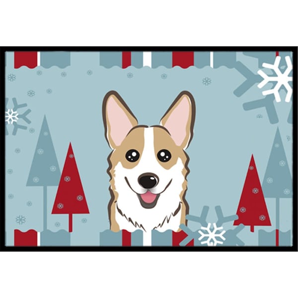 Carolines Treasures Winter Holiday Sable Corgi Indoor and Outdoor Mat- 24 x 36 in. BB1749JMAT - main